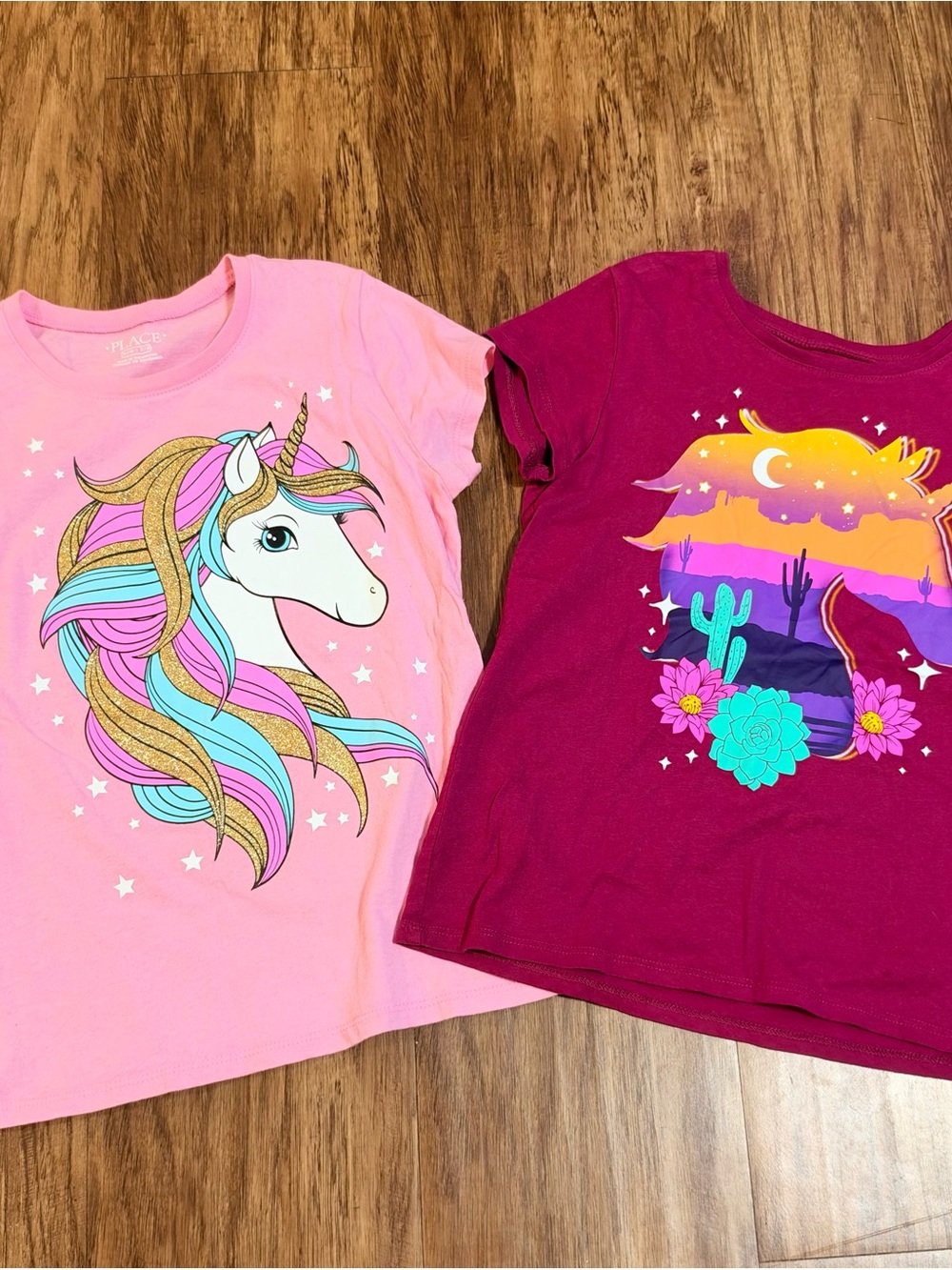 Girls’ 2-Piece Unicorn T-Shirt Bundle — M/M 7-8